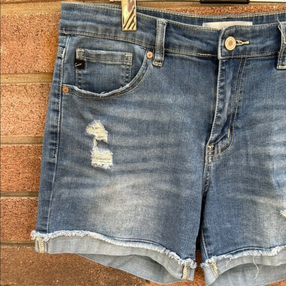 KanCan Blue Distressed Jean Shorts Relaxed Fit - Picture 4 of 9